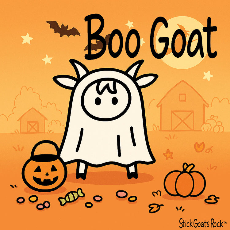Boo Goat by Stick Goat Rock at Goats & Giggles by Goats Rock Ranch