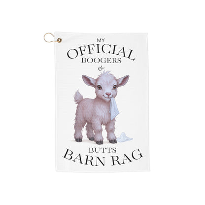 Silky Fainting Goat Barn Golf Towel — Kidding Cleanup & Everyday Farm Messes