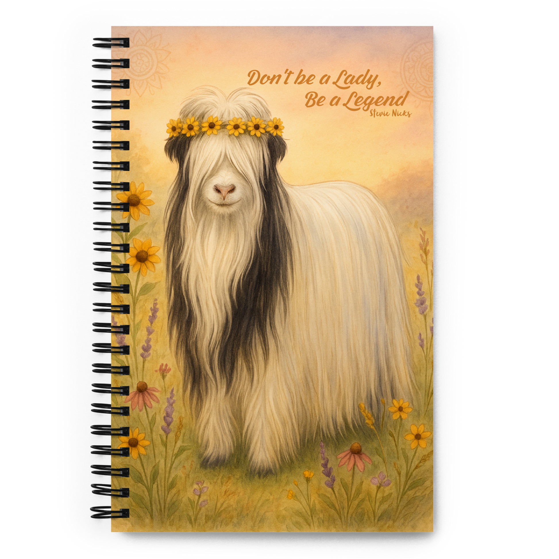 Goats Rock Ranch Master Champion Gretel hasa Freckle Boho design spiral notebook-journal
