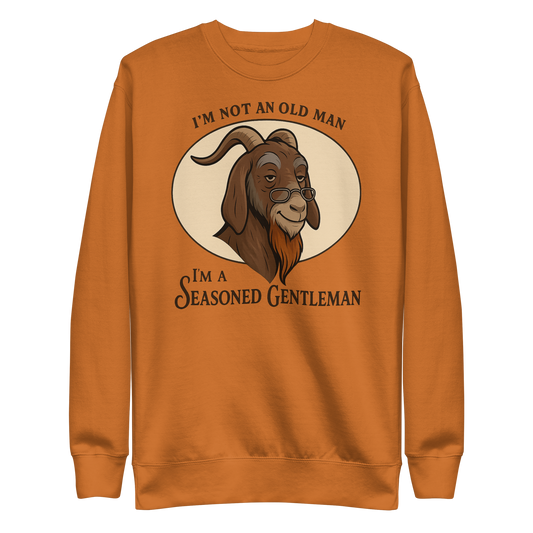 Funny seasoned gentleman design on a men’s graphic tee, perfect birthday or retirement gift. Adobe