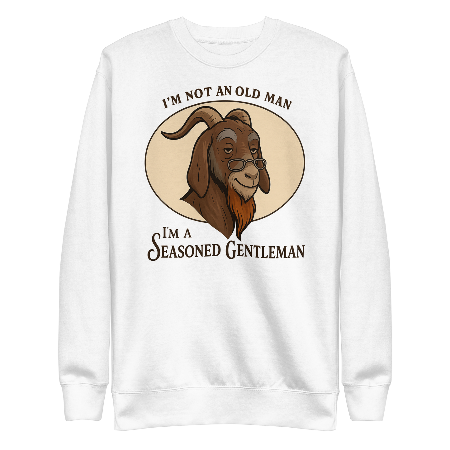 Funny seasoned gentleman design on a men’s graphic tee, perfect birthday or retirement gift. White